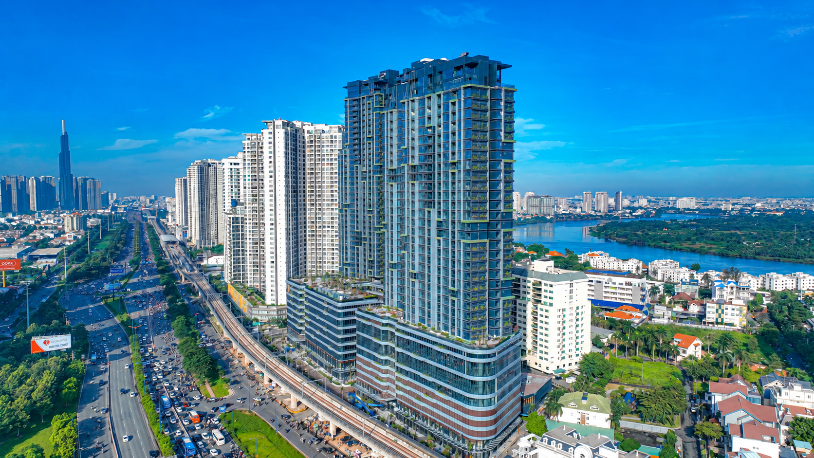 Toàn cảnh dự án LUMIÈRE Riverside khi nhìn từ trên cao